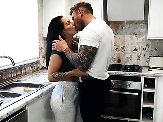 Hard-core Fucking On The Kitchen Floor With Huge-titted Gf Jess