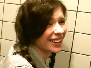 Two Dicks Are Getting Put Inwards A Little Woman In A Public Restroom