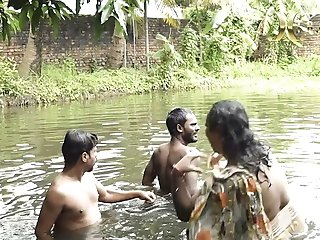 Dirty Big Breasts Bhabi Bath In Pond With  Sexy Deborji (outdoor)