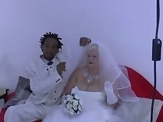 Interracial Infatuation Bride Poses Then Gets Moist