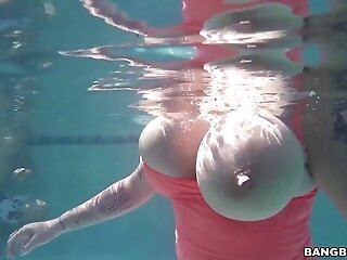 Brandy Talore Gets Pounded Hard In The Pool By A Big-titted Cougar