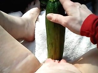 Chubby Matures Masturbates With Giant Cucumber